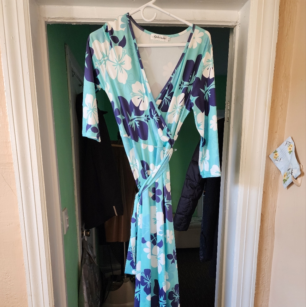 Aphratti .multiple colored blue and green dress.